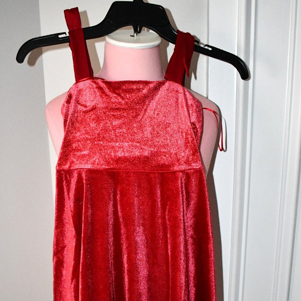 Allison & Kelly Big Girls Shoulder Tie Velvet Glitter Dress Red Size: 7 #K7DIAD1